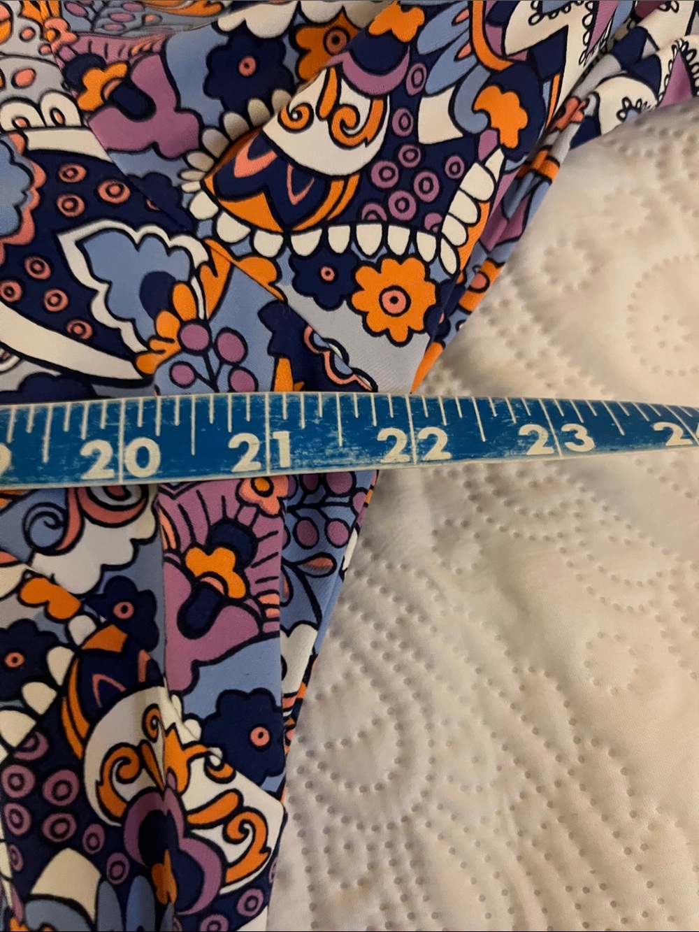 Talbots Paisley Button-Front Tunic in Light Blue, Orange & Purple Stretchy XLP - Picture 9 of 10